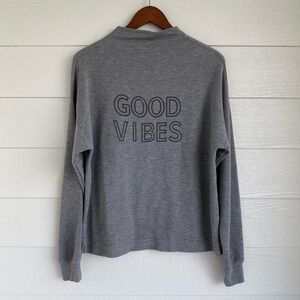 ✌🏼GOOD VIBES Heather Gray Pullover Mock Neck Size M by Marled Reunited Clothing